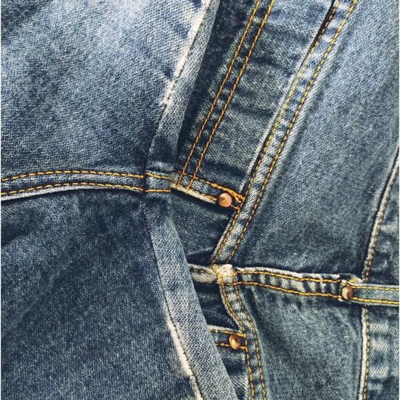 Brittania Jeans Size 30x35 High Rise Straight Leg Raw Hem Cotton Blue VTG Retro - Picture 8 of 12